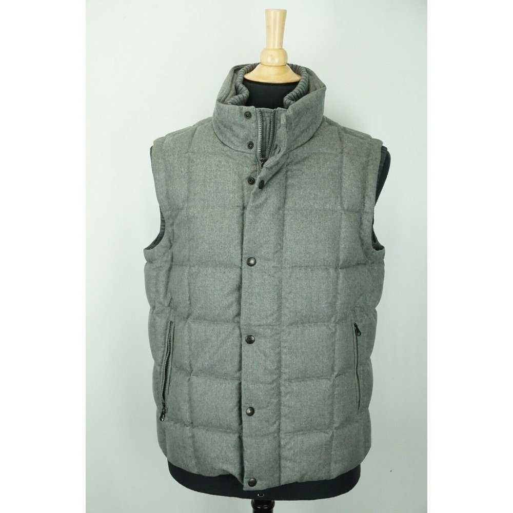 Moncler Tenay Gilet Gray Wool Down Filled Mens Vest Sz 4